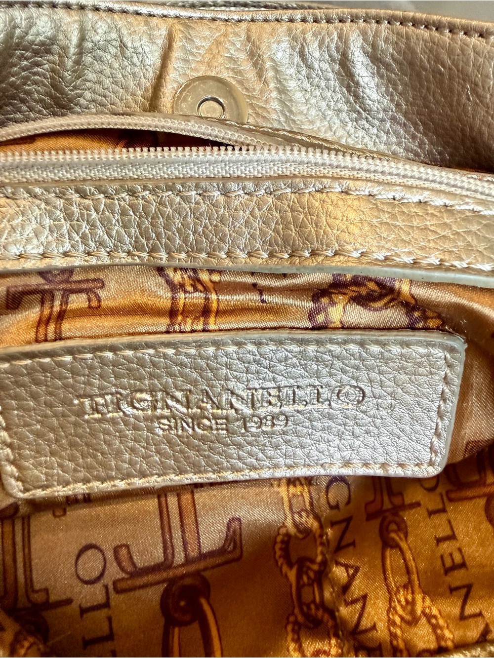 Tignanello Metallic Gold Shoulder Bag with Chain-Strap Accents - Picture 3 of 12